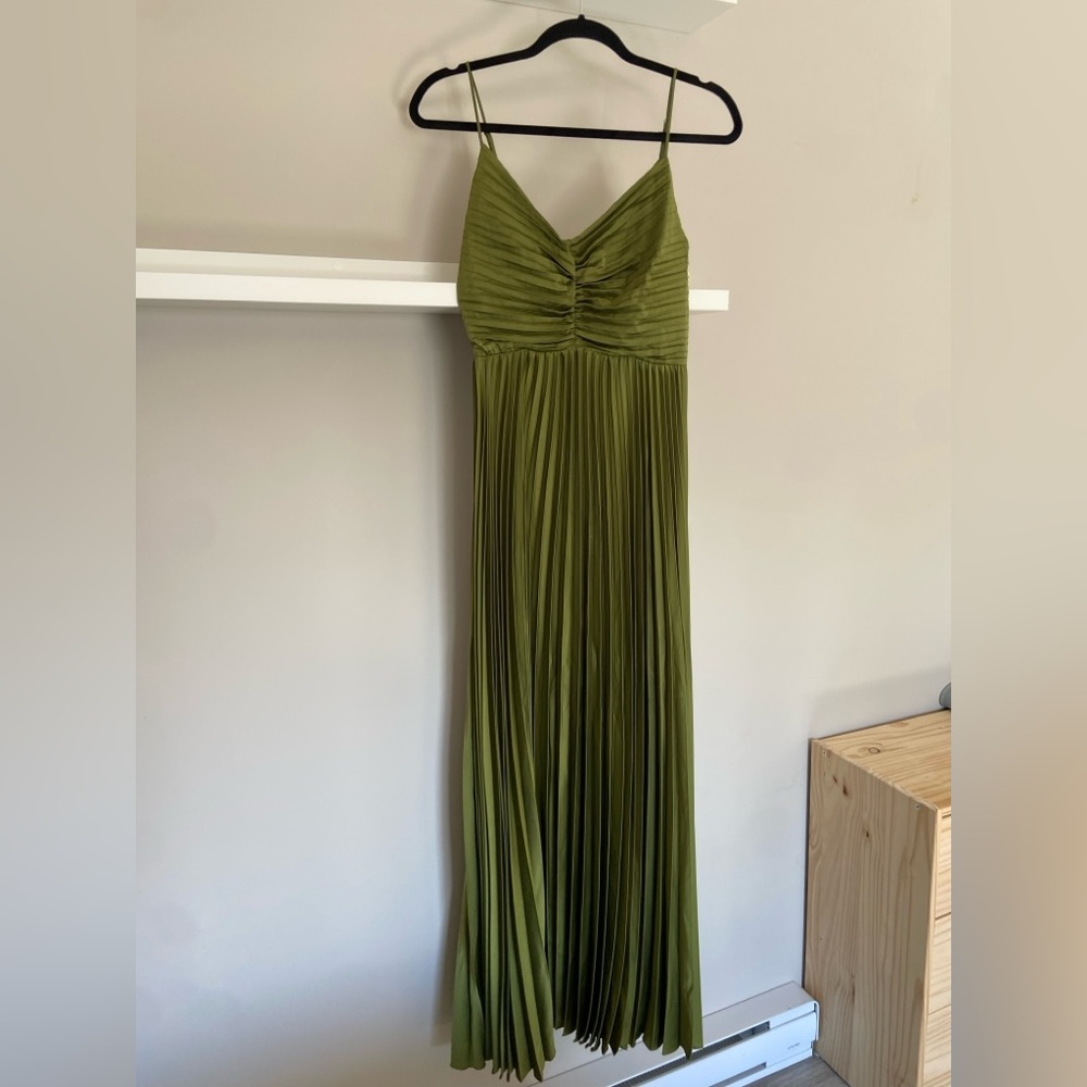 Petal & Pup Naira Green Pleated Maxi Dress